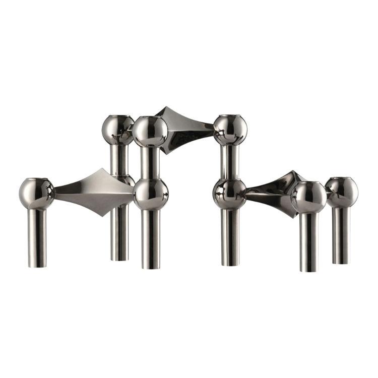 STOFF Nagel Lysestage  Black Chrome 3-pack