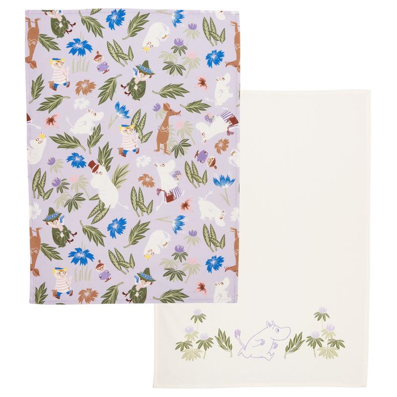 Mumin viskestykker sæt i lilla og off white - 2 stk.