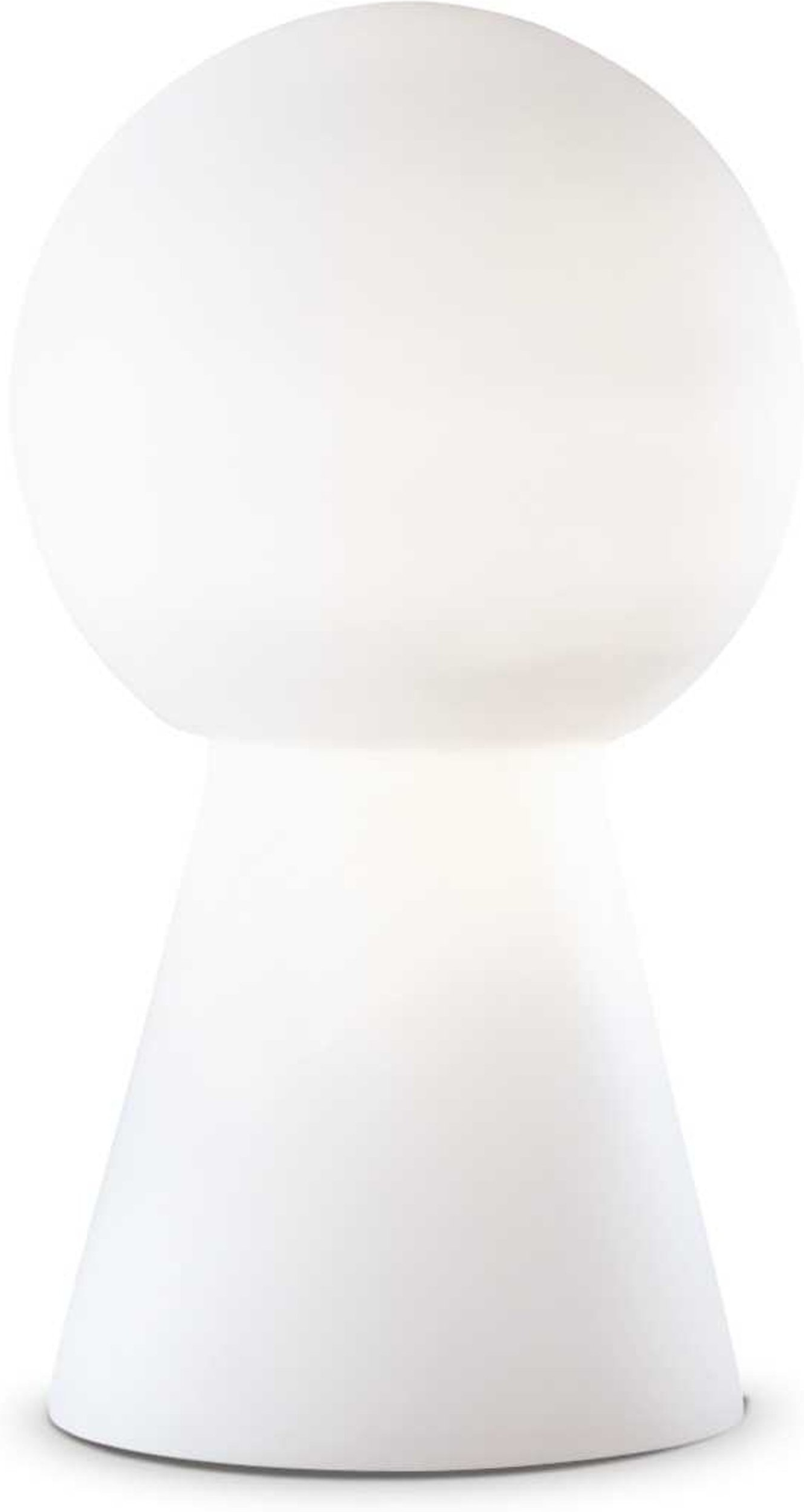 Bordlampe Ideal Lux Birillo designlampe i hvidblæst glas Ø22 x H39 cm med kromfod
