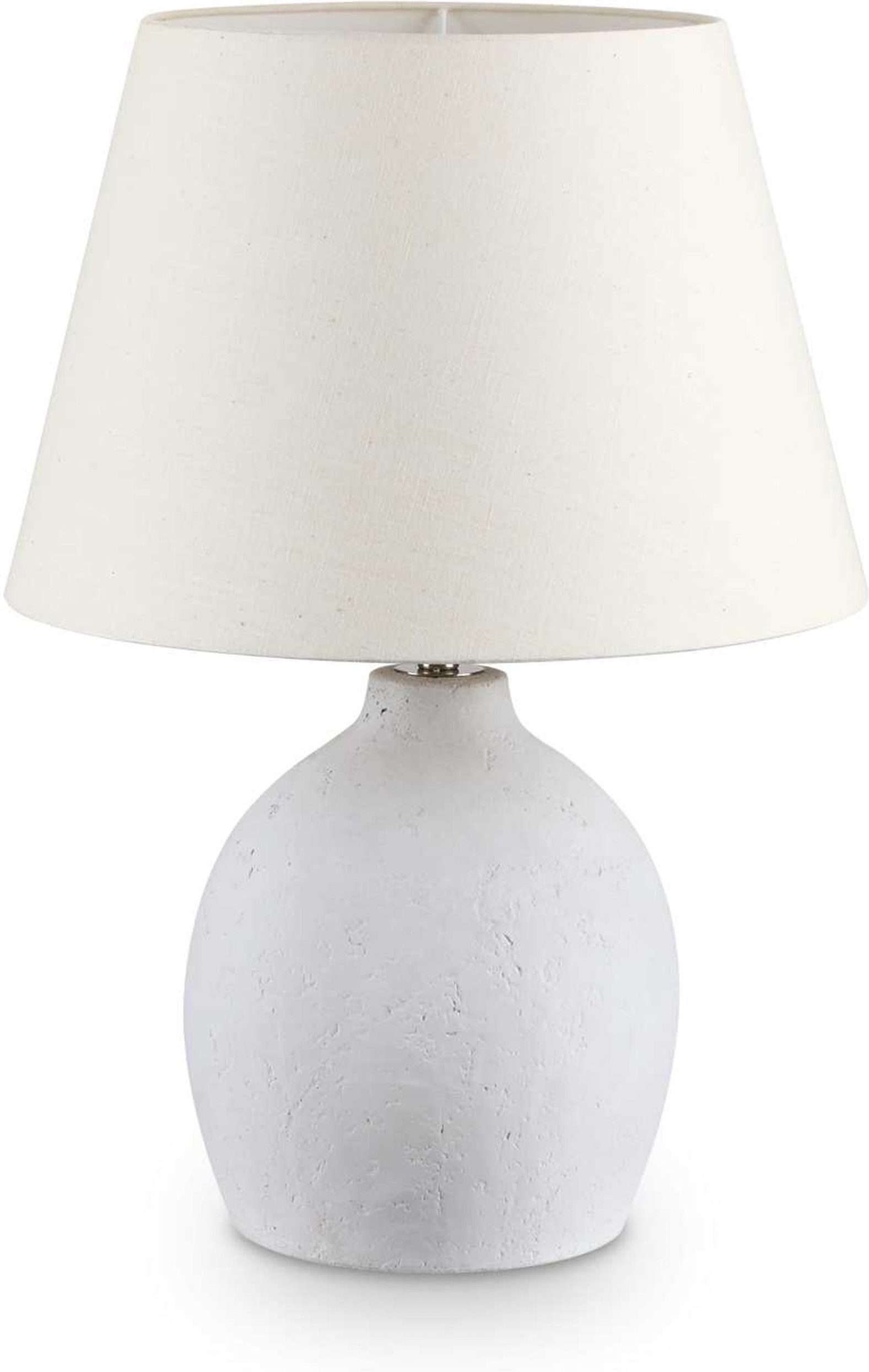 Bordlampe Ideal Lux Boulder i beton med stofskærm Ø38 x H55 cm