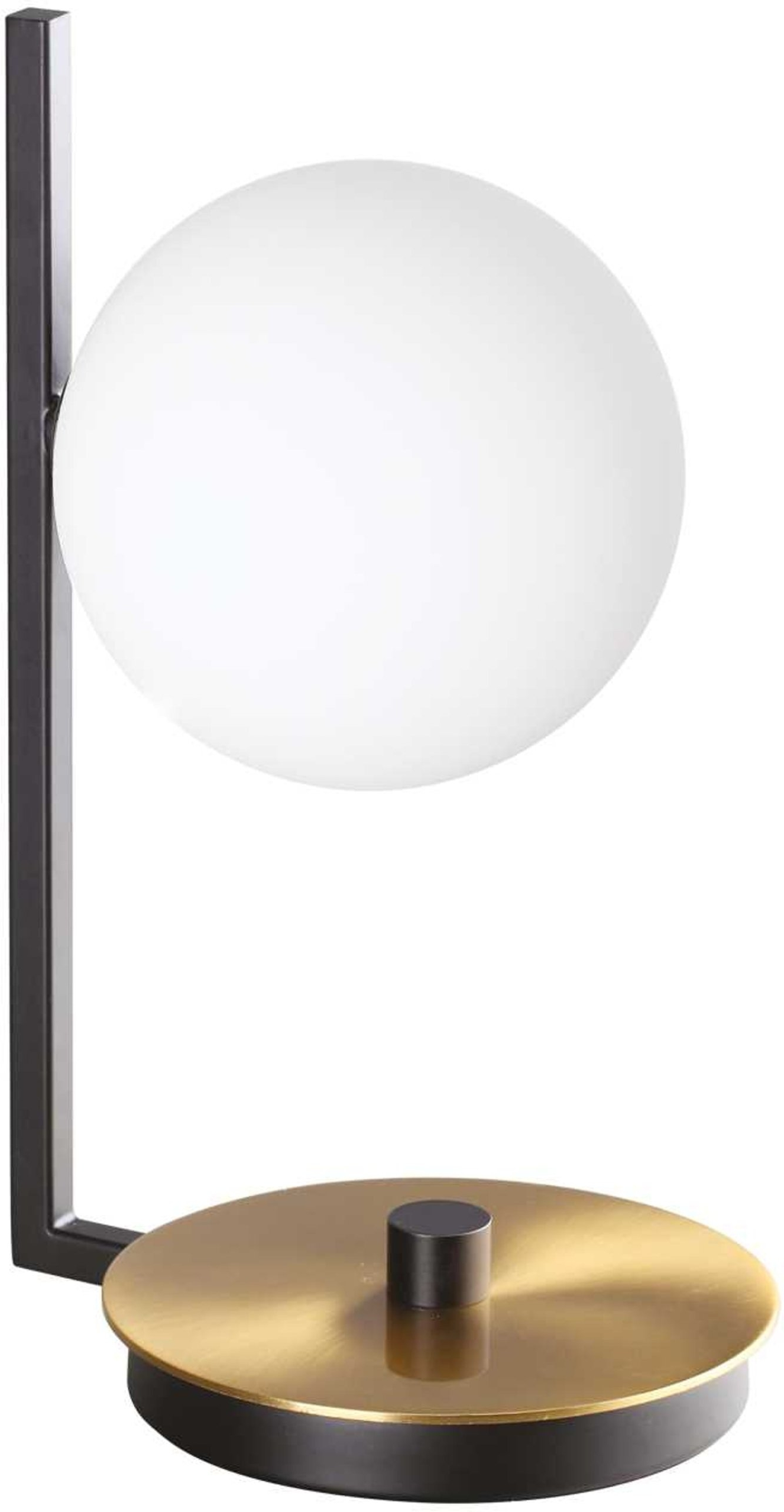 Bordlampe Ideal Lux Birds sort lakeret metal med satin messing og syreætsede glas H26,5 cm